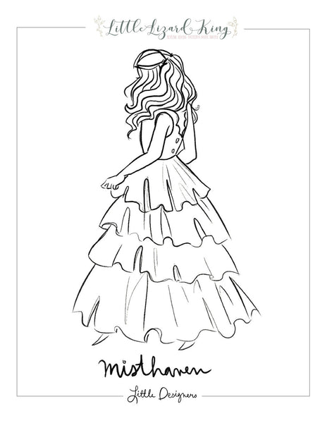 white christmas dresses Misthaven Tiered Dress Coloring Page – Little Lizard King