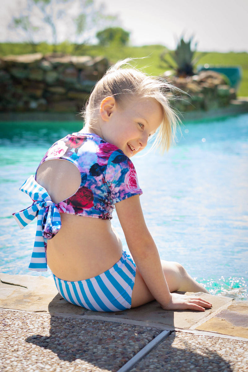 Pink Shorts And Crop Top Bathing Suit Two Piece Little Girl Swimwear Dot  Short Sleeves Baby Girl Bikini Maillot Bain Fille