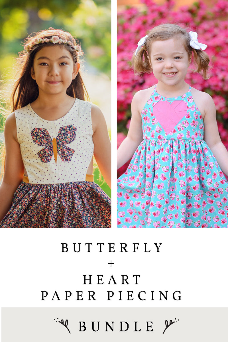 Paper Pieced Butterfly and Heart 2 Pattern Bundle