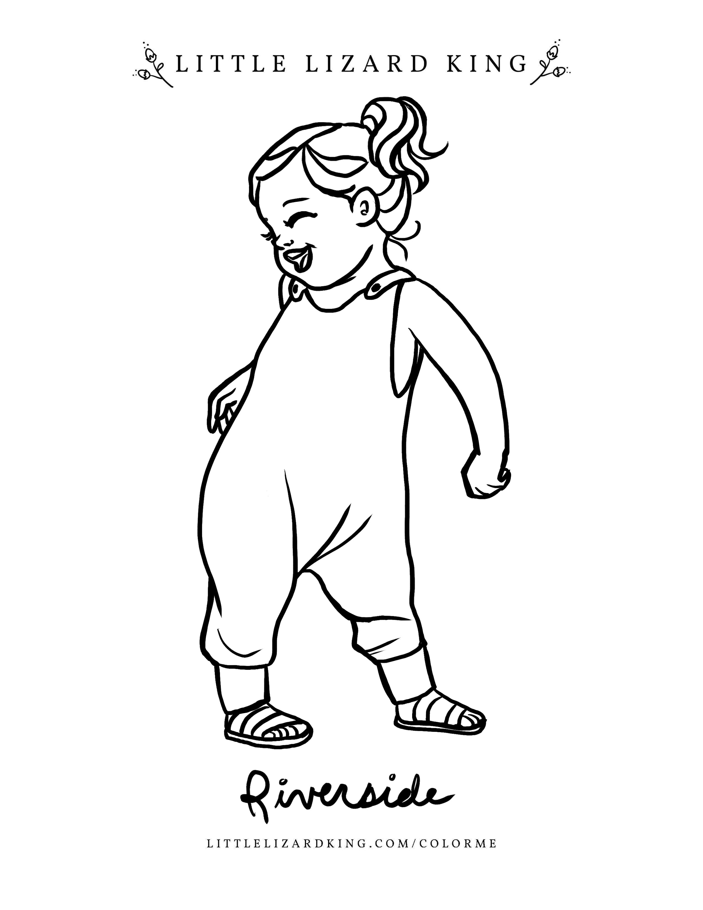 Riverside Coloring Page – Little Lizard King